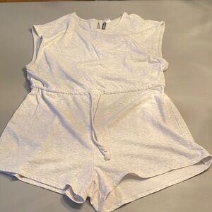 H&M White Sleeveless Romper with Drawstring Waist